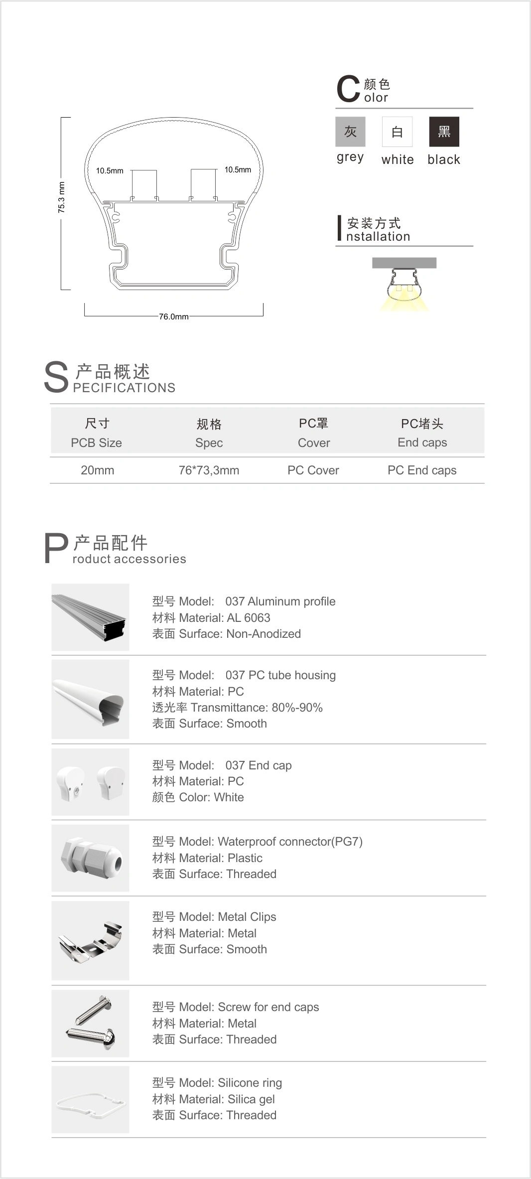 Full Plastic Aluminum Inside Tri-Proof IP65 Waterproof LED Light Fixture 60W for Supermarket