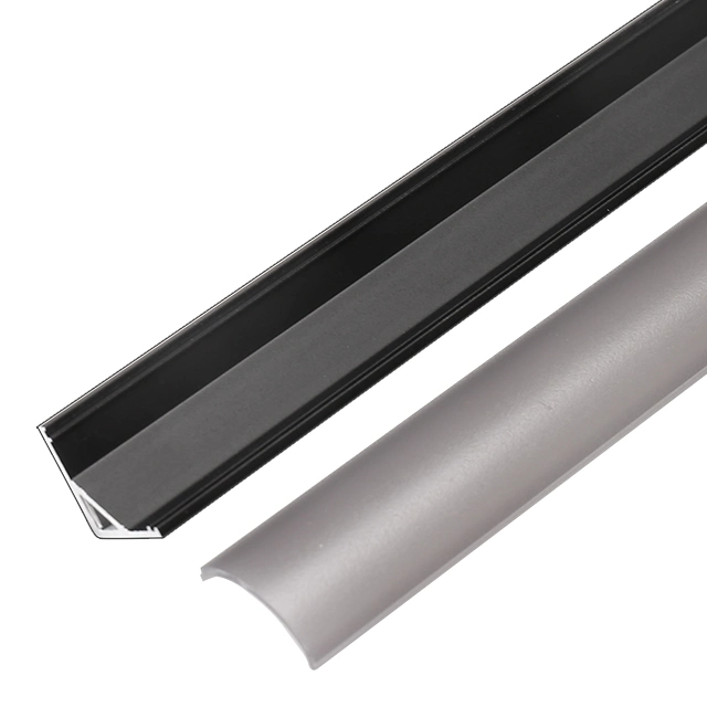 Surface Mounted Corner 16X16mm Black Anodized Aluminium LED Profile with Black Diffuser