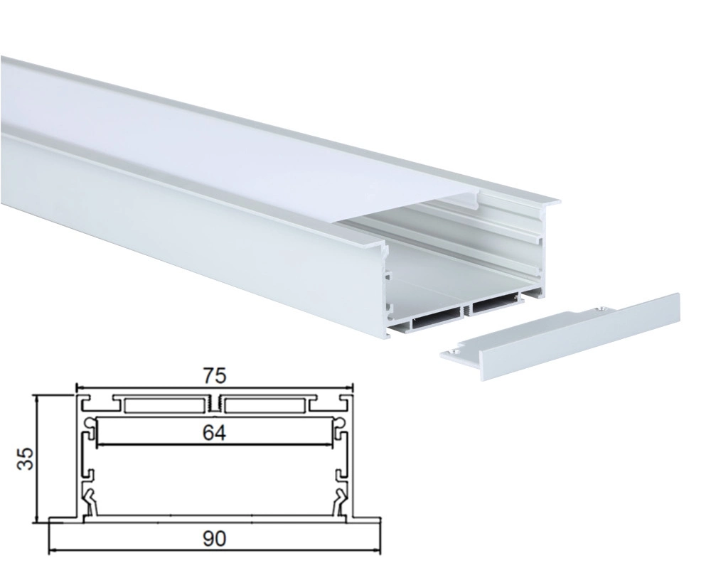 Big LED Aluminum Profile Extrusion Channel Profile LED Light 90mm Wide Recessed Profile