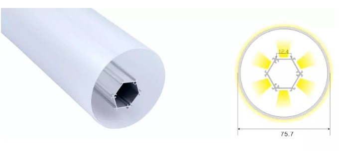 Round Shape 360 Degree Beam Angle Tube Aluminium LED Lighting Profile for LED Strips