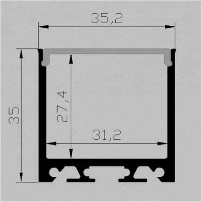 Hot Selling Classic 3535 Surface Mount LED Alu Profile with PC Cover Diffuser