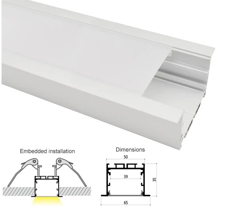 6535 Recessed 39mm Width Anodized Aluminum Office Lighting LED Housing Profile