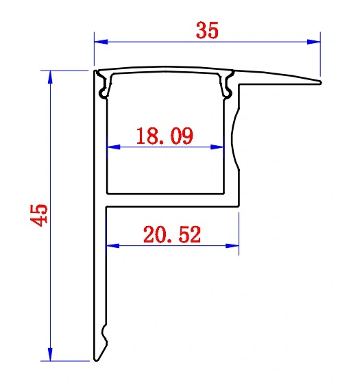 Edge Corner Recessed Illumination LED Aluminum Profile Channel for Corner Lighting