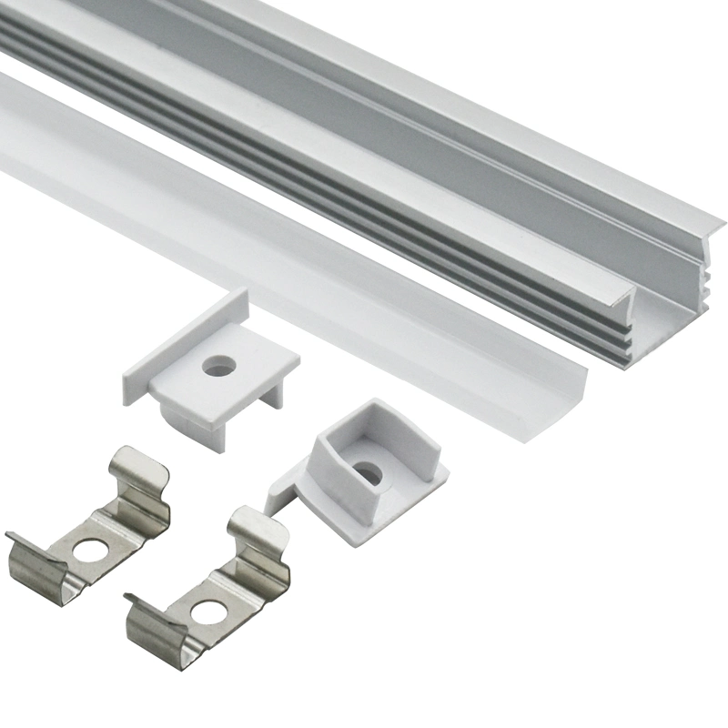 1m 2m 3m Long LED Aluminum Extrusion Anodized Black White PC Diffuser Recessed Aluminium LED Profile