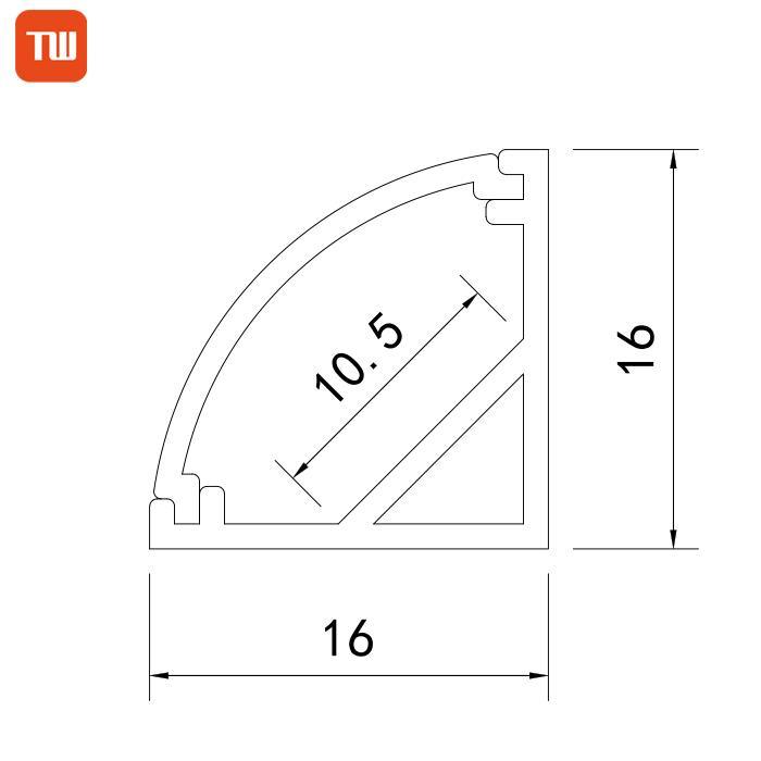 16X16mm 90degree Right Angle V Shape Aluminum LED Strip Channels Corner LED Profile