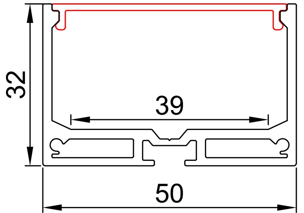 Ecoled Energy Inside 39mm Width Pendent Surface Wall Light LED Strip Light Aluminum Profile with PC Diffused Cover