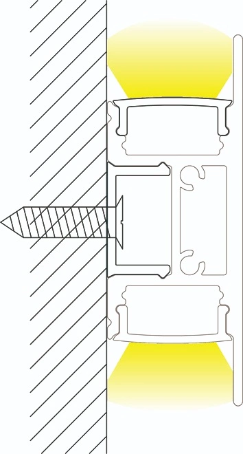 Aluminum Side Wall LED Profile for Two LED Strips up and Down Profile Light