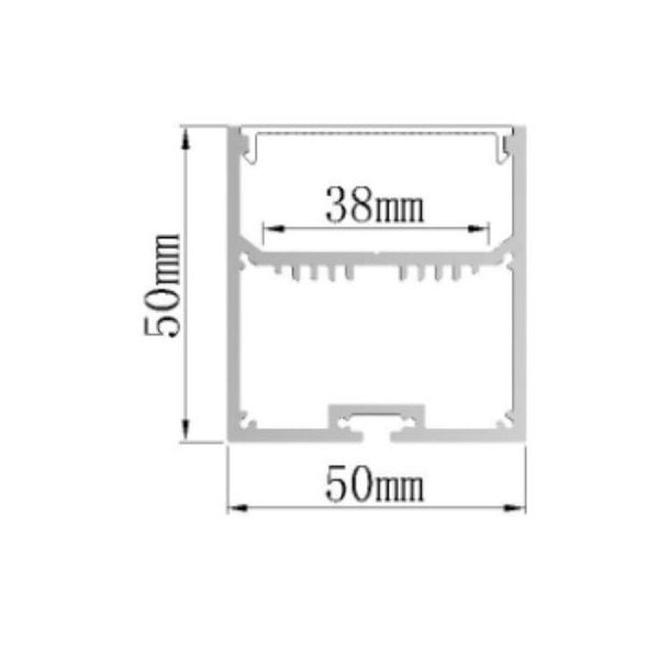 Chinese Factory of 6063 LED Aluminum Profile, 38mm Wide 50X50mm LED Extrusion, U Alu-Profile, Flat LED Profile, Low LED Profile, LED Channel for LED Strip