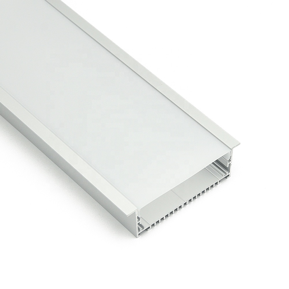 72mm Width LED Profile Slim Decorative Recessed Aluminium LED Channel with Clip-in Diffuser + End Caps