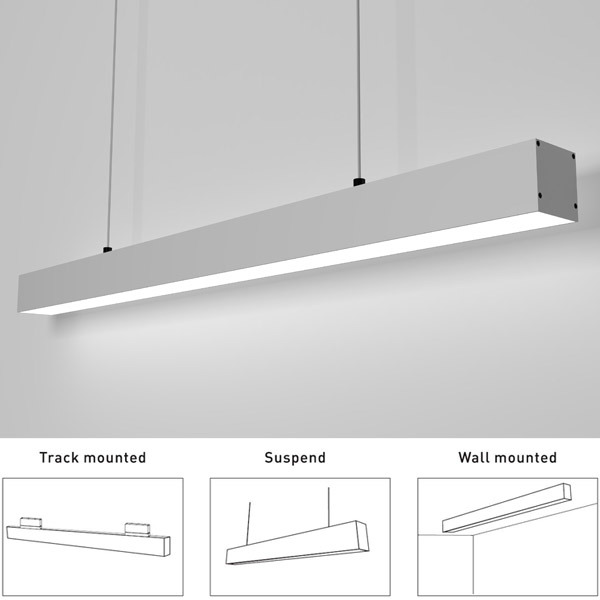 100mm X 100mm Black Anodized Aluminum 6063 Profile with PC Plastic Cover for LED Line Lamp Fittings