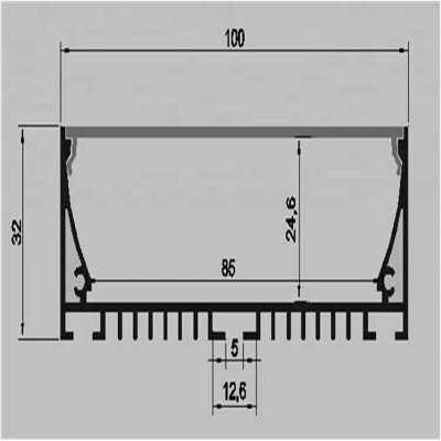 Big Size 100 mm*32 mm Decoration Aluminum LED Pendant Profiles for LED Hanging Light