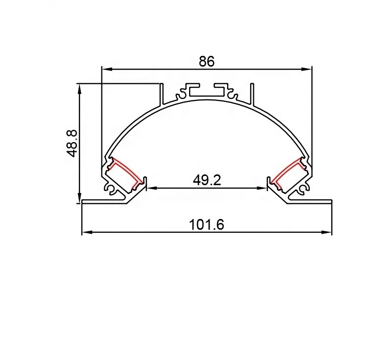 Tw-Alu102 *49 High Quality Aluminum Bar Aluminium Corner LED Stair U Shape Profile