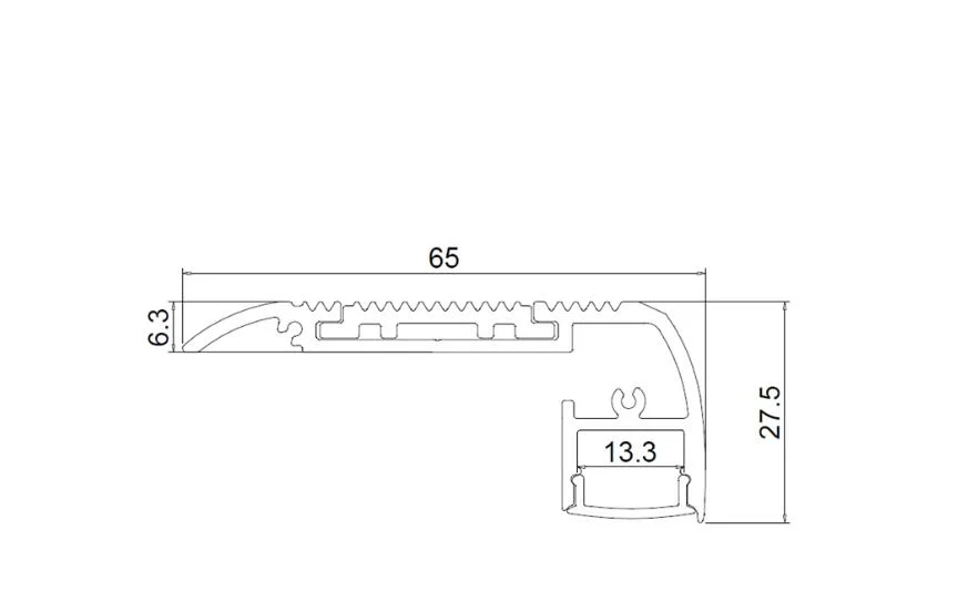 Anodized Black Stair Nosing Aluminum LED Channel Profile for LED Strip Stair Light