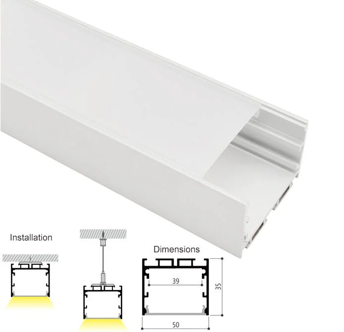 50mm Wide up/Down LED Aluminum Profile for Flexible LED Strip Lights - Anodized Aluminum LED Channel with Cover, End Caps - China