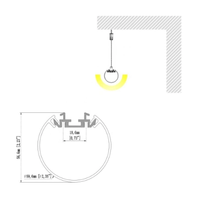 The Popular Od60mm Hanging Circular Lamp Is Used in Office Buildings