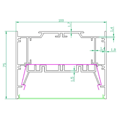 10075mm Rectangular Hanging Office LED Light