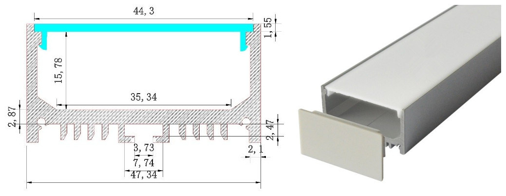 High Power Recessed LED Aluminum Channel/Profile LED Bar Lights for Ceiling or Pendent Light