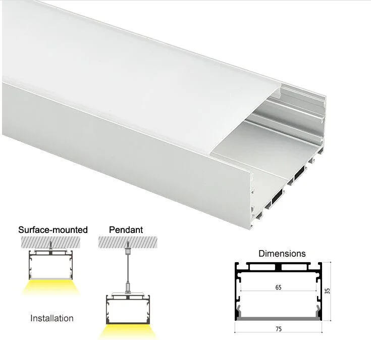 75mm Wide up/Down LED Aluminum Channel for Flexible Strip Lights Installations LED Linear Lights