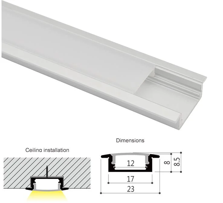 23*09mm Flush Mount Aluminum Profile Housing for LED Strip Lights - China