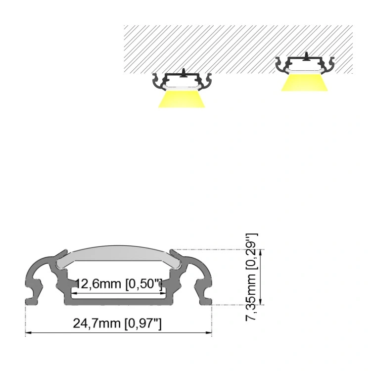 Hot-Aluminum Profile for LED Strip Cabinet Light LED Ceiling Light LED Cupboard Light