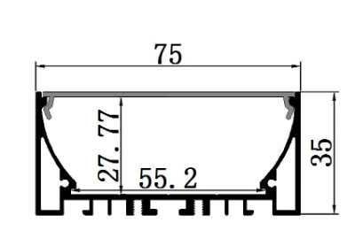 Popular 75*35 Square LED Profile for Embedded Wall Lamps