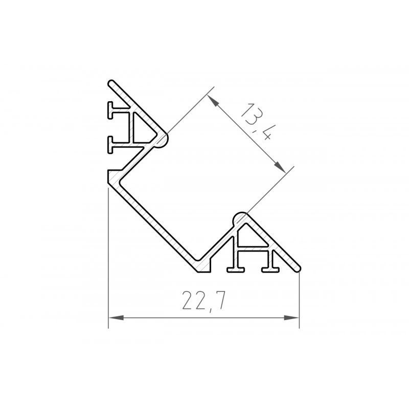 2 Metre 45 Degree Uneven Corner LED Profile (Black/white)