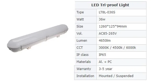 Tri-Proof LED Light 4FT 36W IP65 Tri-Proof LED Light Tri-Proof Light Waterproof LED