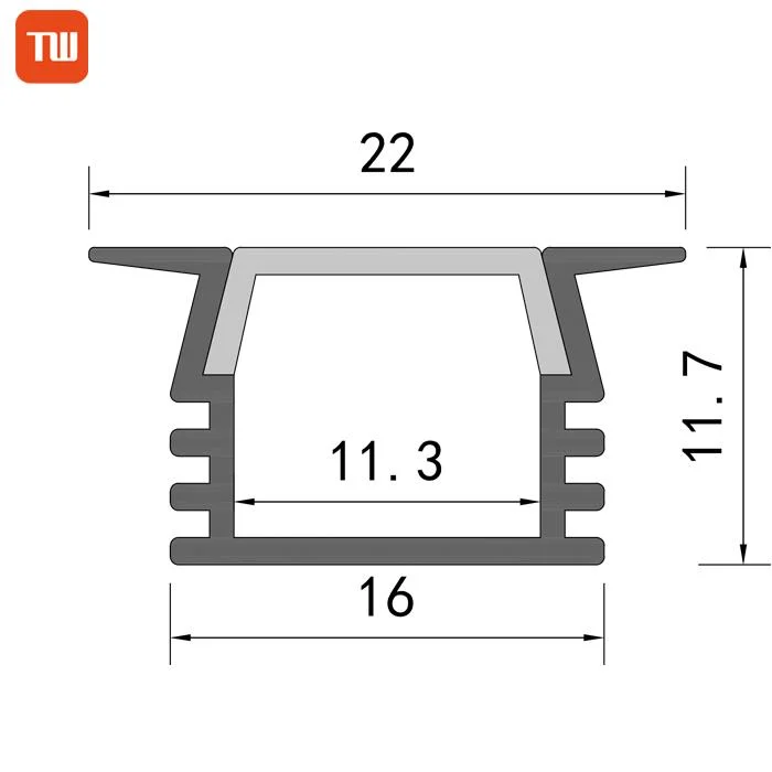 Tw1612A Recessed Cabinet LED Channel Tile in Wall Ceiling LED Aluminum Extrusion Aluminium LED Profile