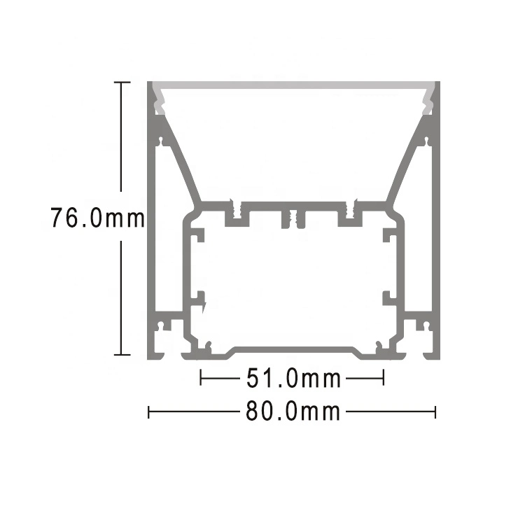 High Quality Large Size 80mm Wide Aluminium LED Profile LED Channel Extrusion LED Linear Profile