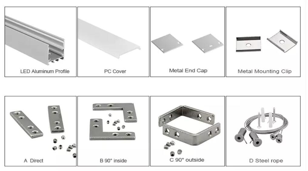 LED Linear Light Housing LED Aluminum Strip Light Channel 36mm Wide Aluminum Profile U Style Shaped LED Aluminum Profile