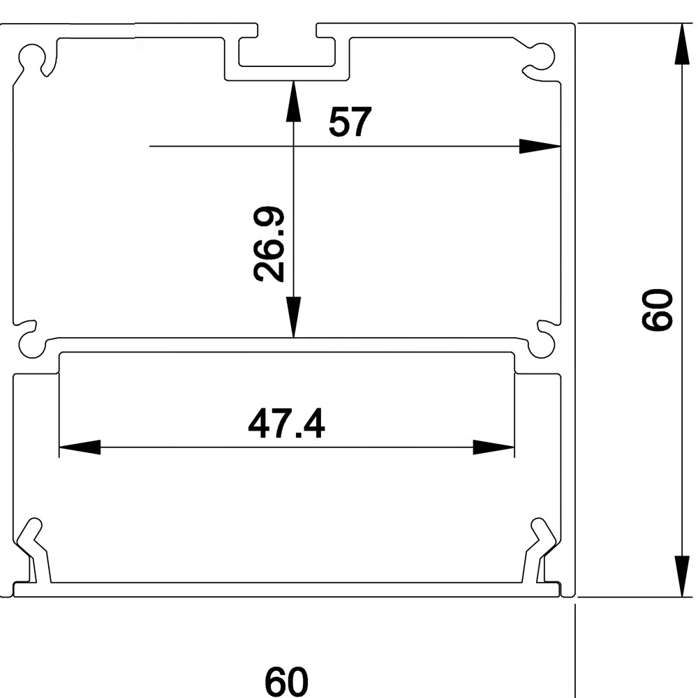 60mm Wide Square Inside Driver Suspend Light 60mm60mm Aluminum LED Profile with 2835 Strip