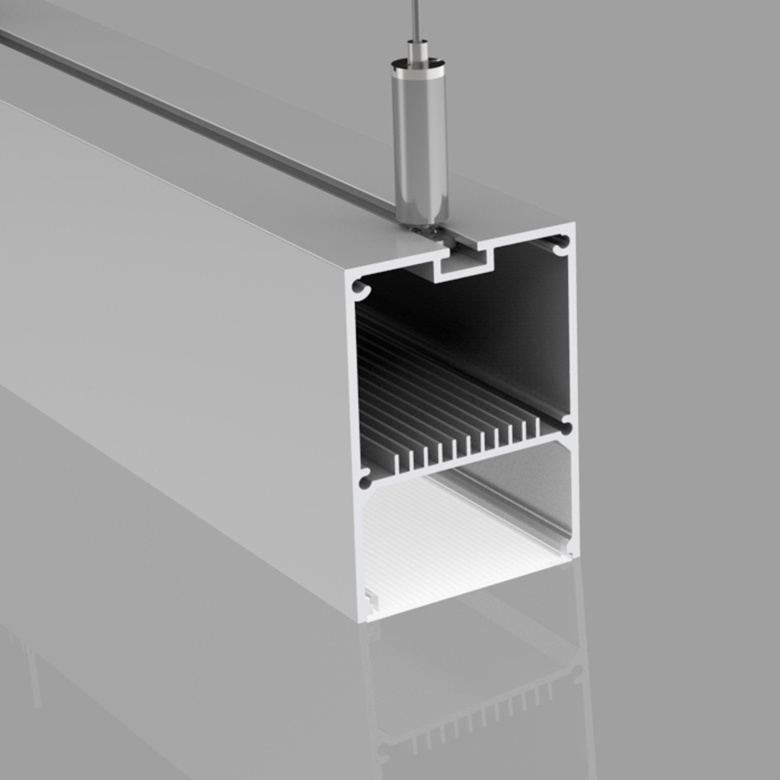 50*70mm Rectangular LED Linear Pendant Aluminium Profile for Suspended Lighting with Opal Cover Diffuses