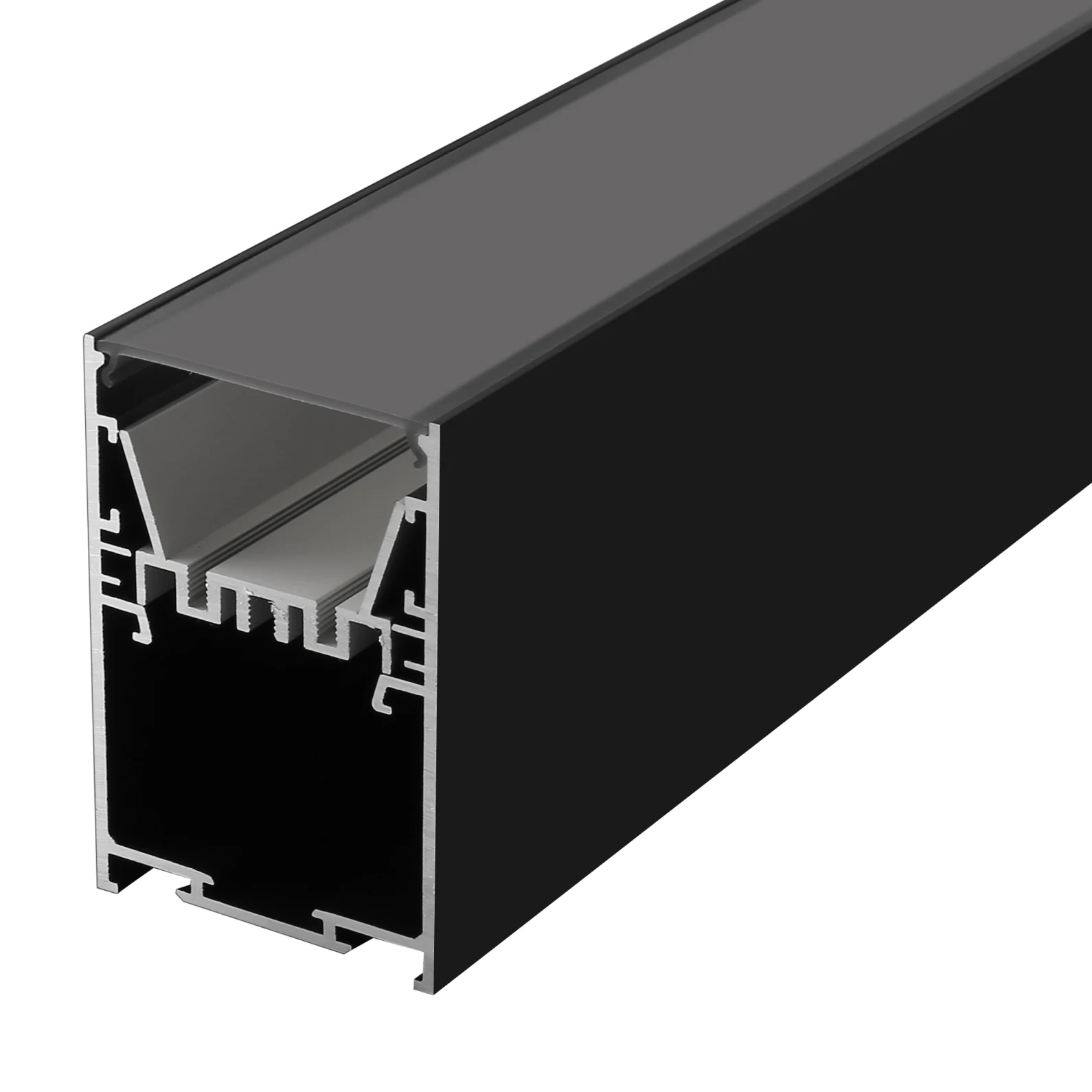 W38xh75mm Anodized Black Diffuser Aluminum Extrusion Profile for LED Linear Light