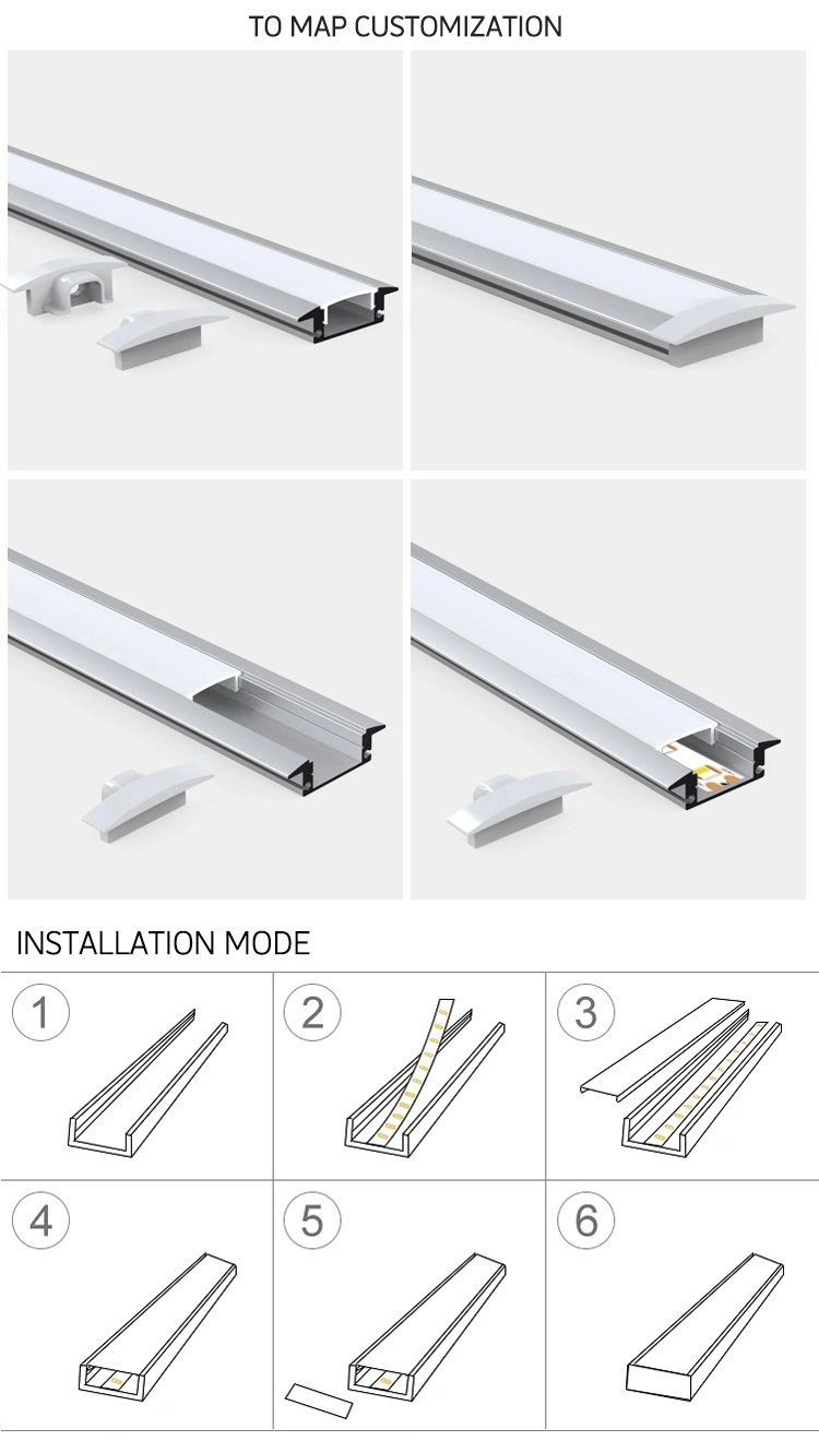 2020 Recessed Design Aluminium LED Strip Profile OEM