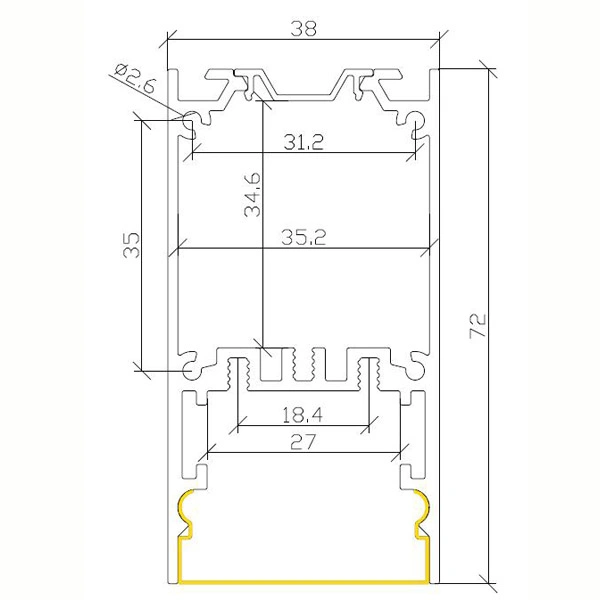 Fashion Housing 12 Volt Rectangular Aluminum Ceiling LED Modern Pendant Light