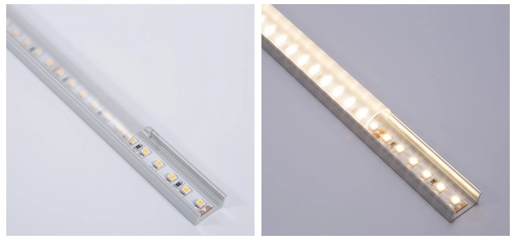 LED Strip Aluminum U Channel with PMMA Diffuser for Recessed Mounted Linear Lighting