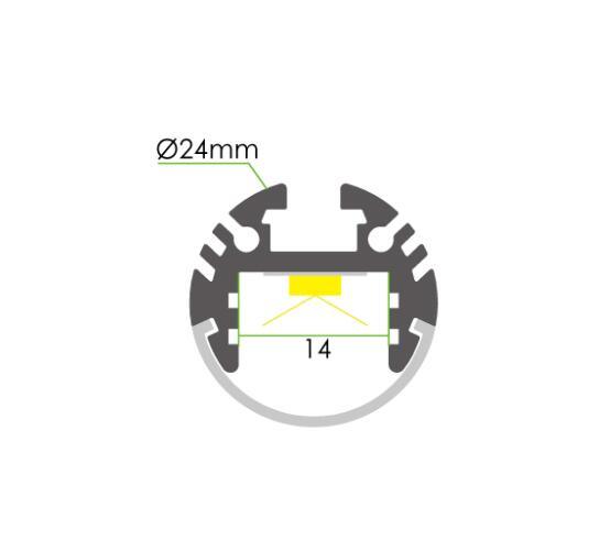 Diameter 24mm Light Pendant Aluminium Extrusion Aluminum LED Profile Round LED Profile for LED Tube