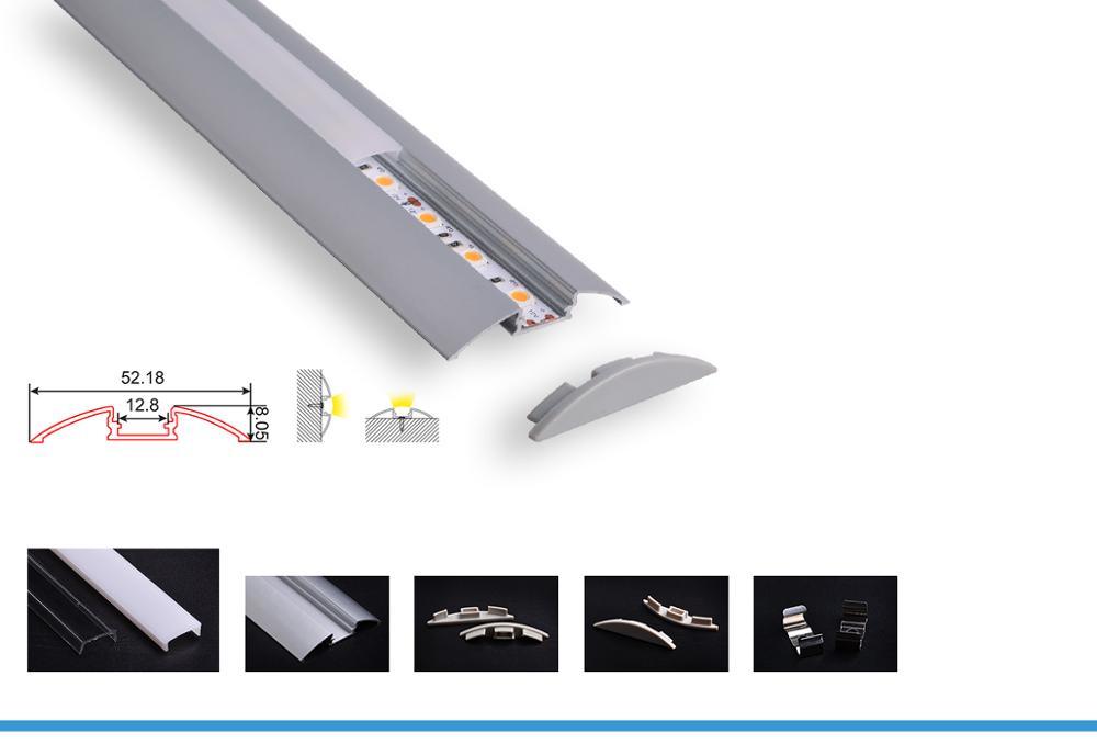 52*08mm Curved Aluminium Casing for LED Drywall Surface Mounted Linear Lighting