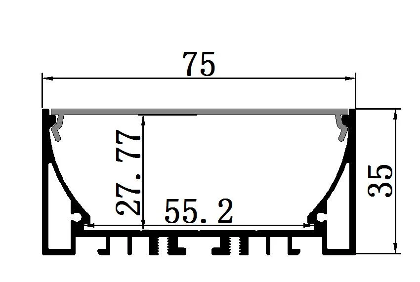 Alu-Tw7535 Square Housing LED Linear Strip Light Aluminum Extrusion Profile for Ceiling Recessed Wall Light