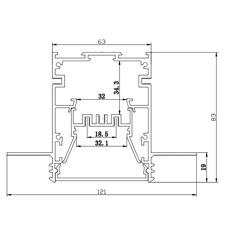 60mm Width Gypsum Plastered in Aluminum LED Profile for Architectural Lighting