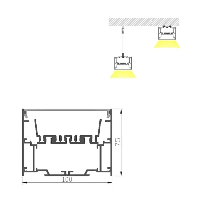 100*75 Heat-Dissipating U-Shaped Extruded Aluminum LED Aluminum Profile for Linear Aluminum Lamps