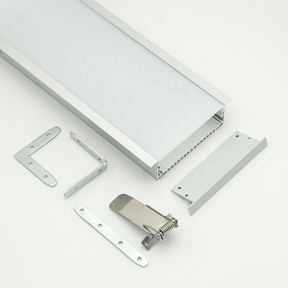 72mm Width LED Profile Slim Decorative Recessed Aluminium LED Channel with Clip-in Diffuser + End Caps