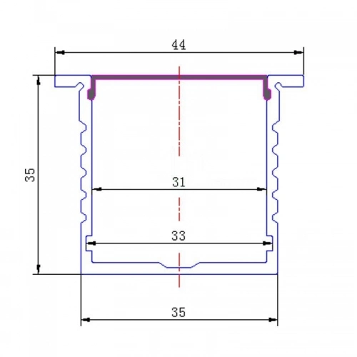 Tw-3535 High Deep Recessed Double Row 31mm Width Aluminum Flex LED Strip Channel Profile