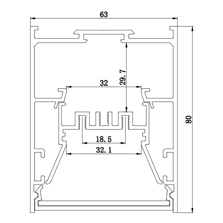 W63 X H80mm Surface/Suspended Mounted LED Strip Light Profile LED Aluminum Channel