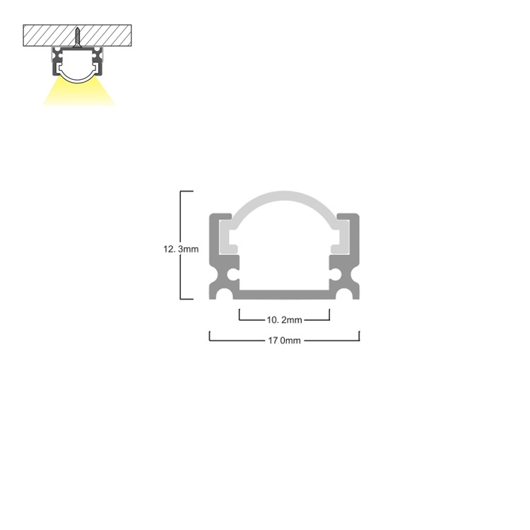 High Quality LED Aluminium Profile 17mm Width LED Housing with Curved PC Cover