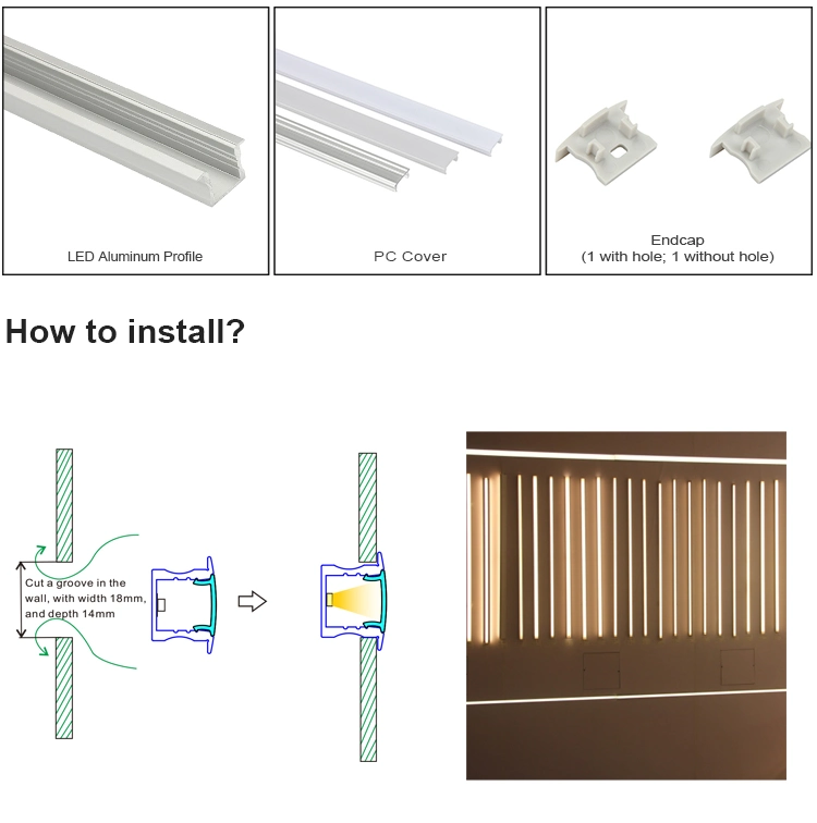 Alu-Tw2515 Hot Sale Anodized Aluminium LED Profile Recessed LED Aluminium for LED Strip