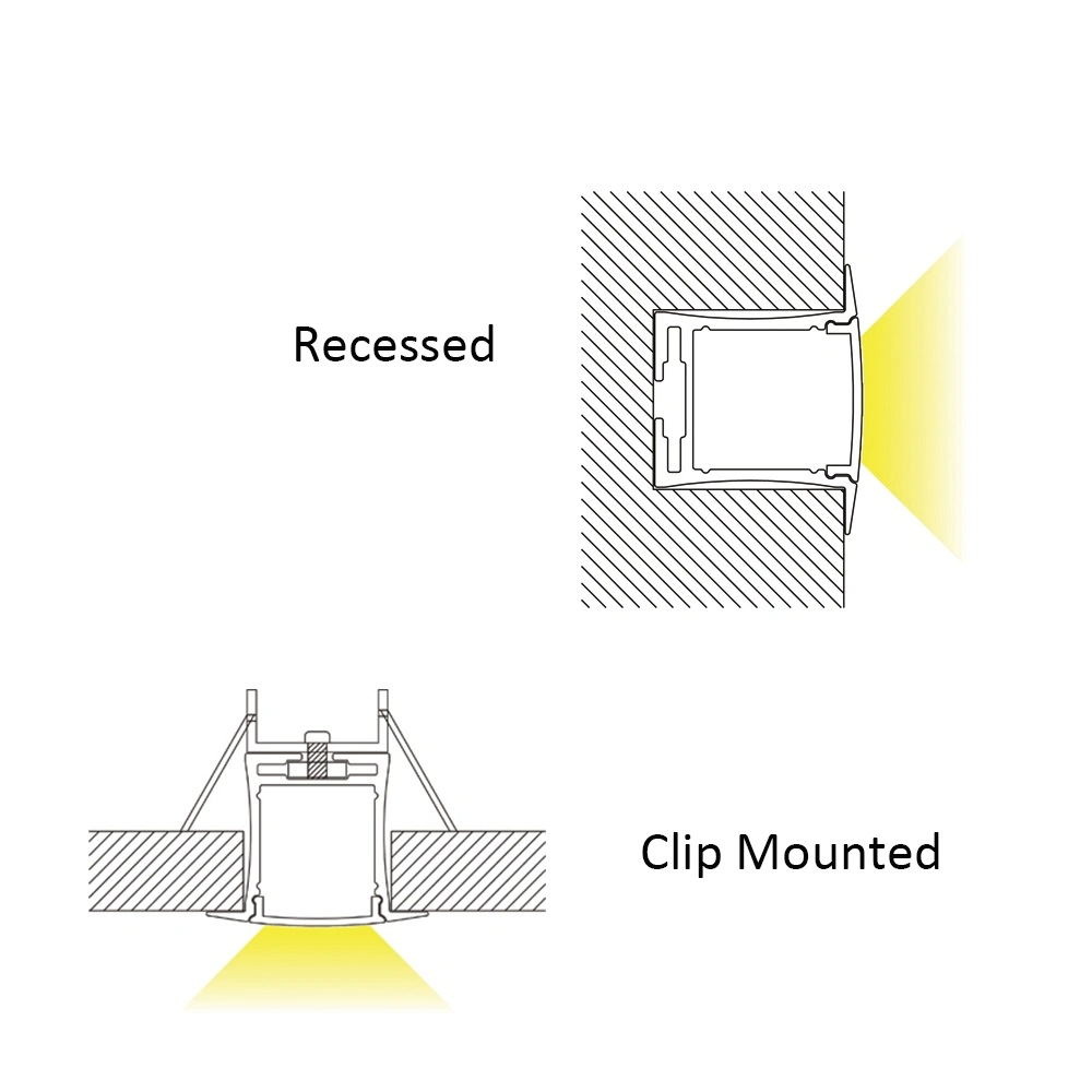 LED Strip Lighting Channel Recessed Mounted Profile Aluminum LED