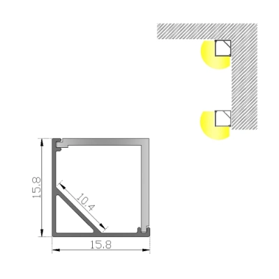 1616 Heat-Dissipating U-Shaped Extruded Aluminum LED Aluminum Profile for Linear Aluminum Lamps