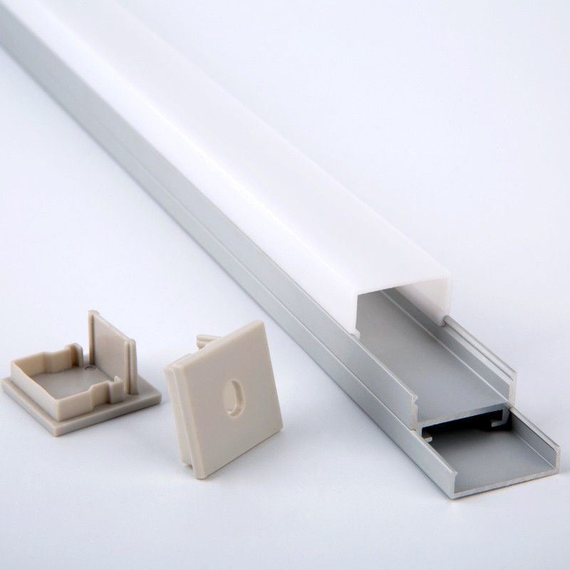 Tube Surface Mount Extrusion for LED Tape Aluminium Commercial Grade with a 3-Sided Frosted Cover