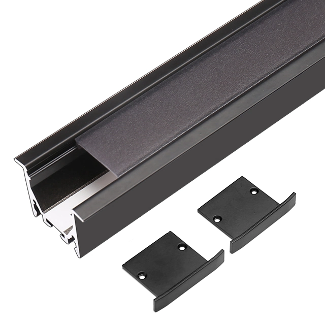 New Black Square Channel 50*35mm Recessed Ceilings Silm Profile LED Aluminum Profile with Black Diffuser for Drop T Bar